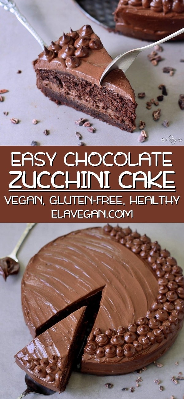 Pinterest Collage of vegan gluten free chocolate cake with zucchini