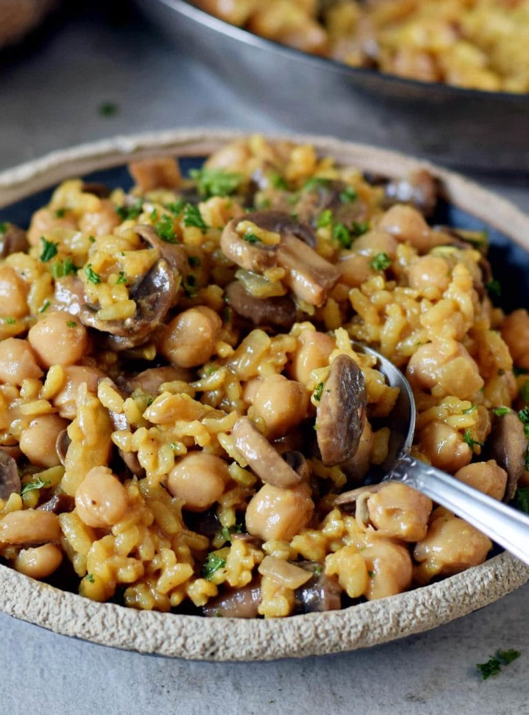 Vegan Mushroom Risotto | With Chickpeas - Elavegan