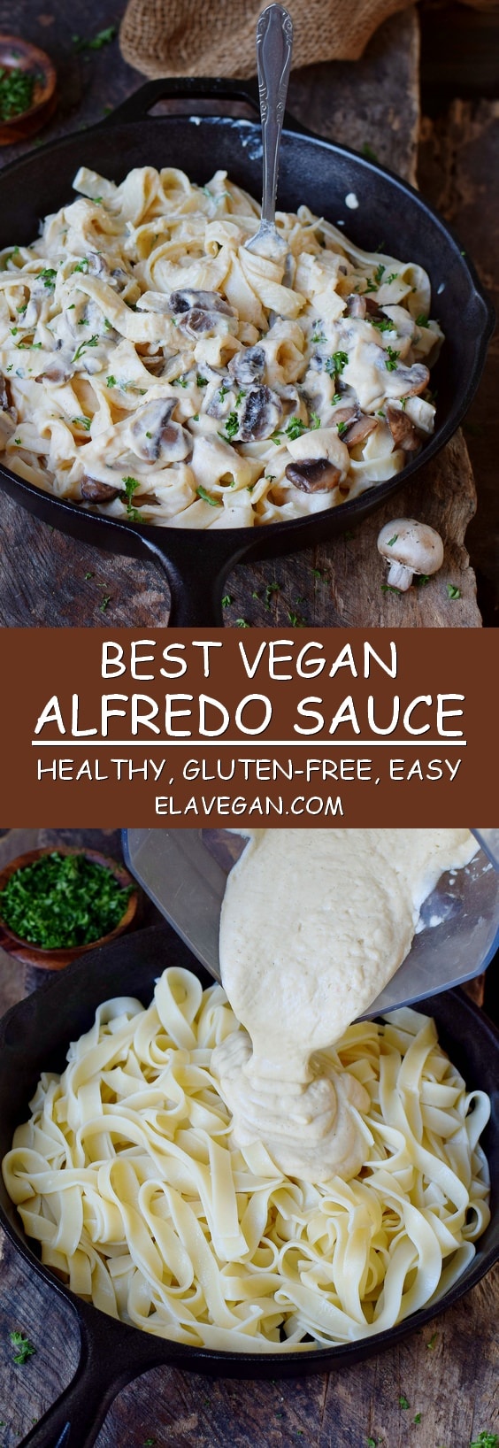 Pinterest collage of Best Vegan Alfredo Sauce