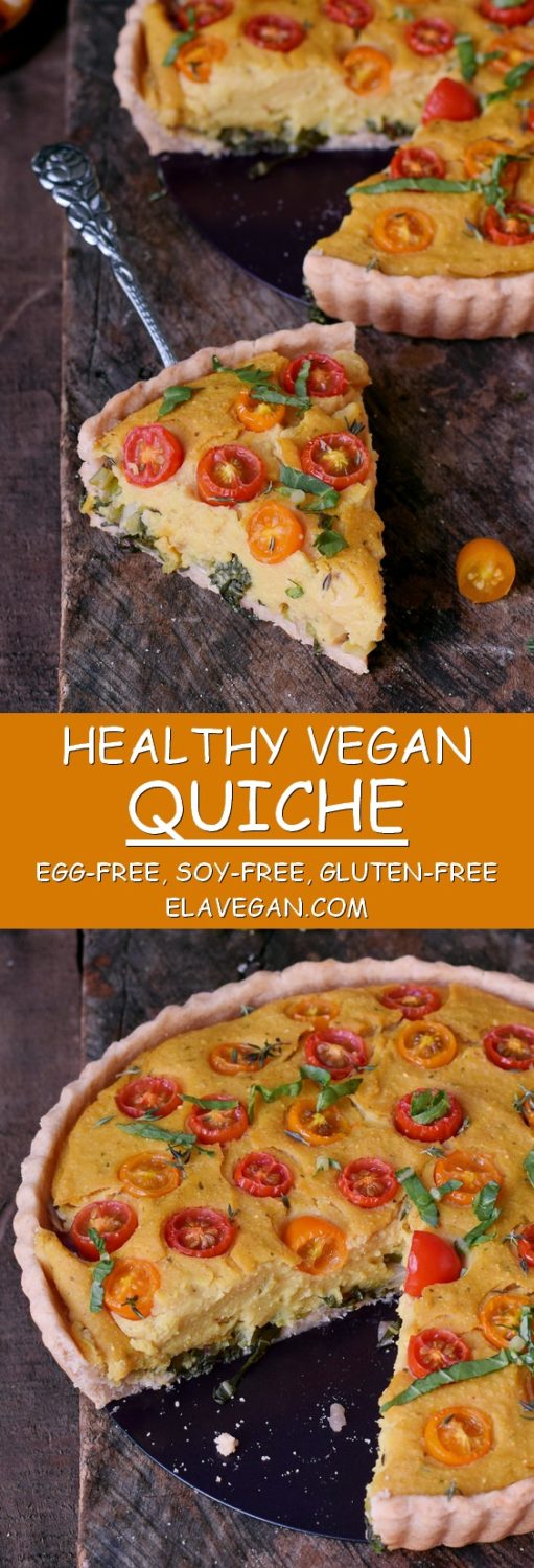 healthy gluten-free vegan quiche (egg free soy free) pinterest collage
