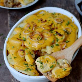 healthy vegan potato bake (casserole) with pumpkin and lentils