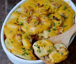 healthy vegan potato bake casserole with pumpkin and lentils glutenfree recipe