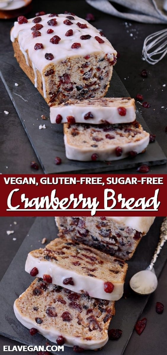 Pinterest collage vegan cranberry bread