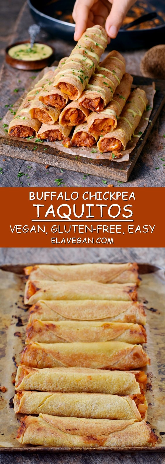 baked buffalo chickpea taquitos vegan gluten-free easy recipe pinterest