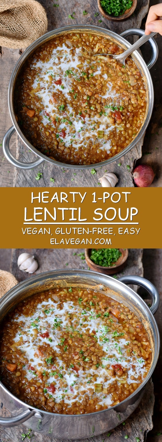 best lentil soup with coconut milk in a large pot vegan gluten-free recipe pinterest collage