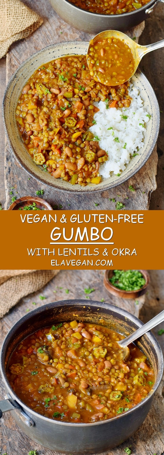 gluten-free vegan gumbo with lentils and okra healthy recipe