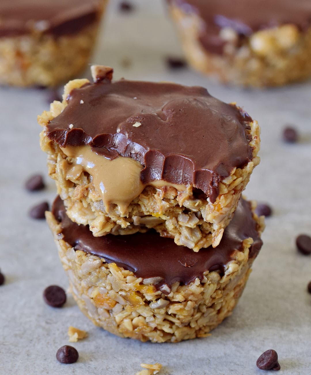 no bake breakfast granola cups with chocolate chips