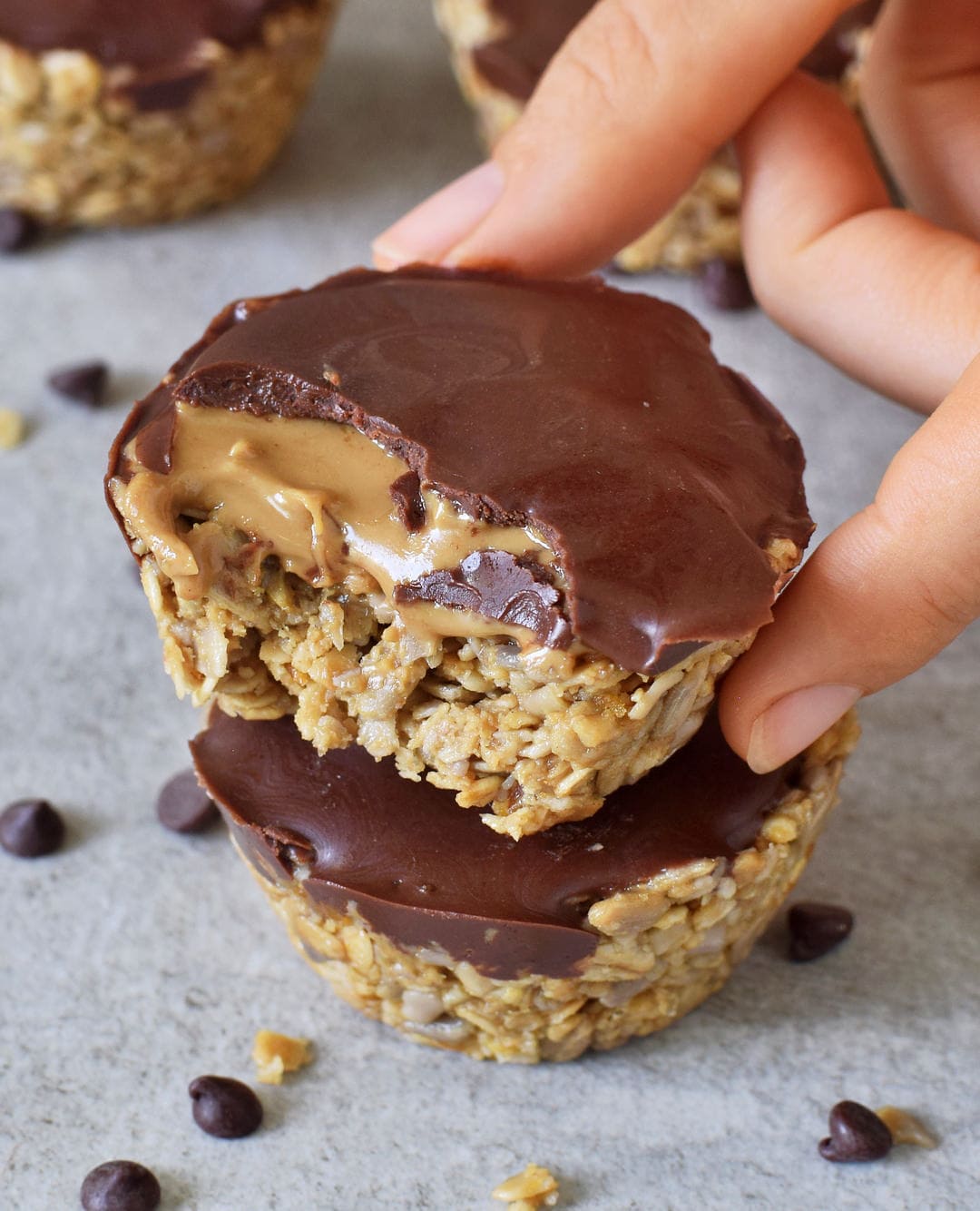 vegan muesli cups with sunflower seed butter