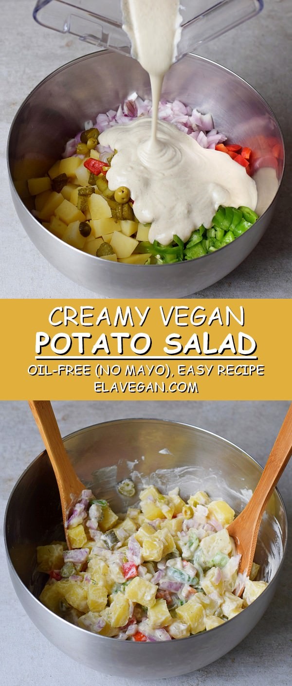Creamy vegan potato salad oil-free no mayo easy recipe pinterest