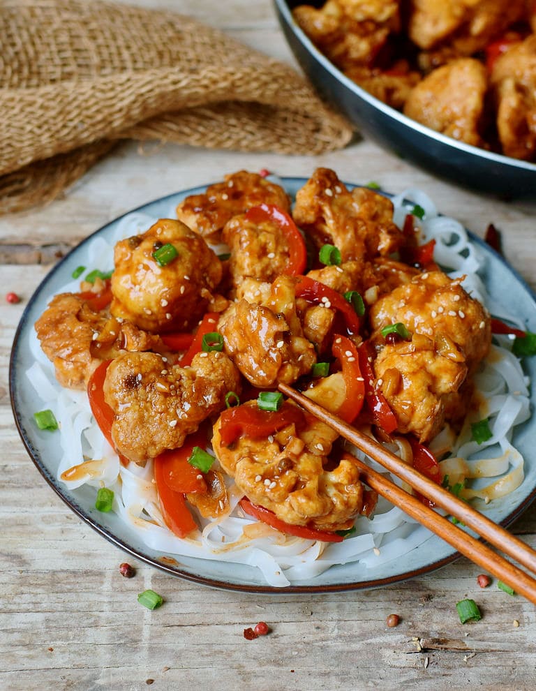 bbq vegan chicken wings recipe with rice noodles