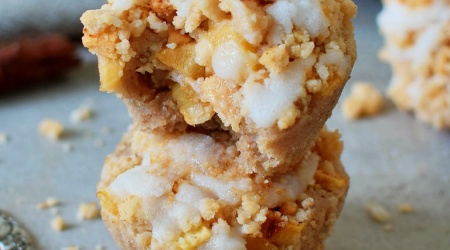 best vegan apple pie crumble muffins with glaze