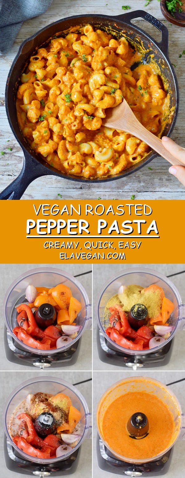 vegan roasted red pepper pasta creamy quick easy recipe