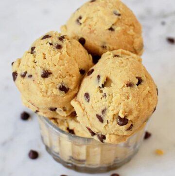 Edible cookie dough shaped into ice cream