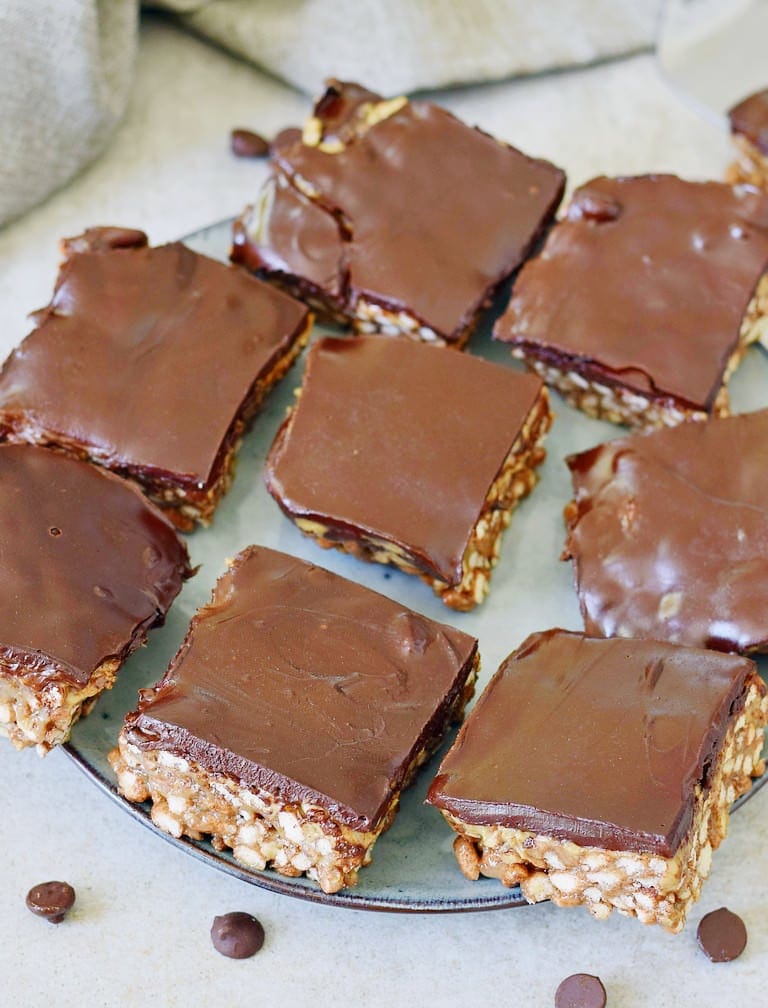 Cereal puffed rice bars with dairy-free chocolate