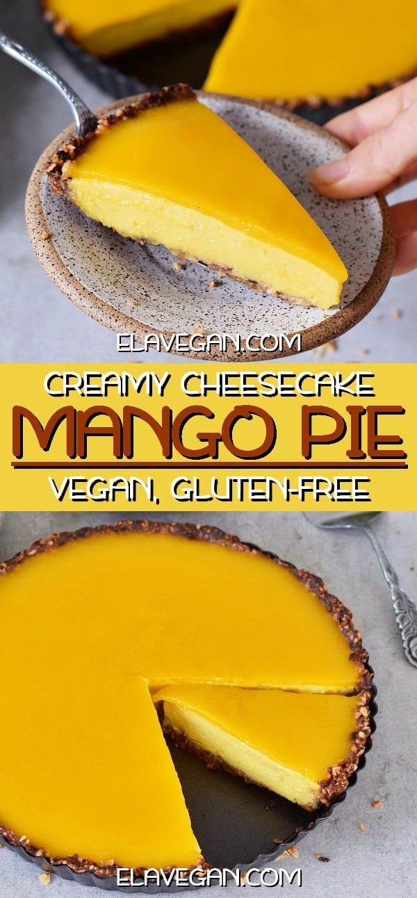 Creamy cheesecake mango pie vegan gluten-free