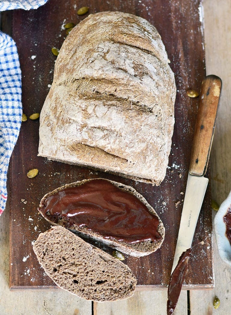 gluten free bread with vegan chocolate spread