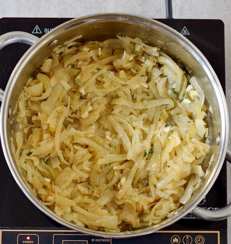 caremelized onions in a large pot