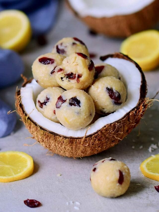 Lemon Coconut Balls With Cranberries