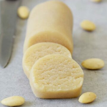 eggless homemade marzipan with blanched almonds