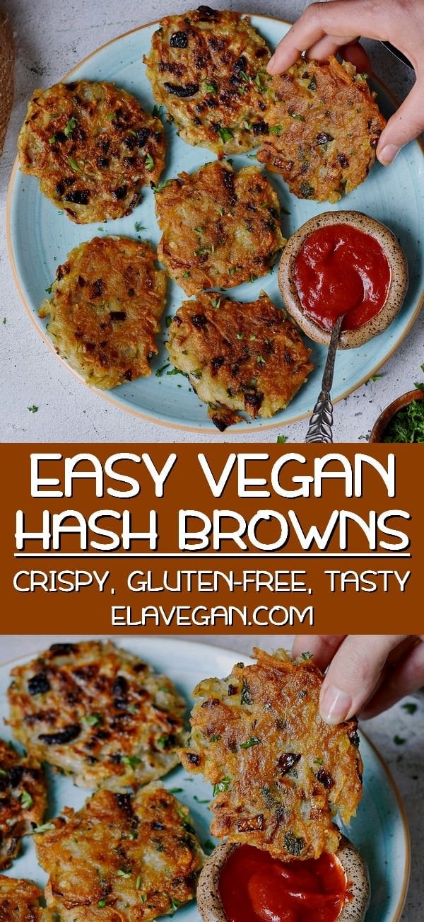pinterest collage of easy vegan hash browns