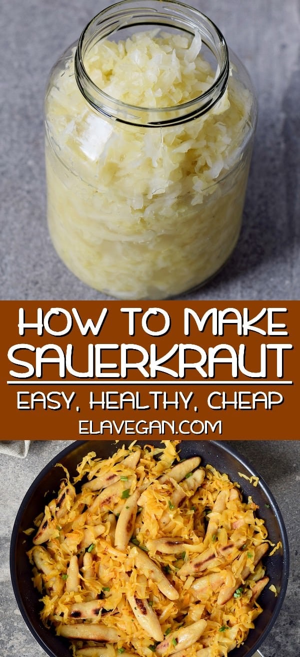 pinterest collage of how to make sauerkraut from scratch