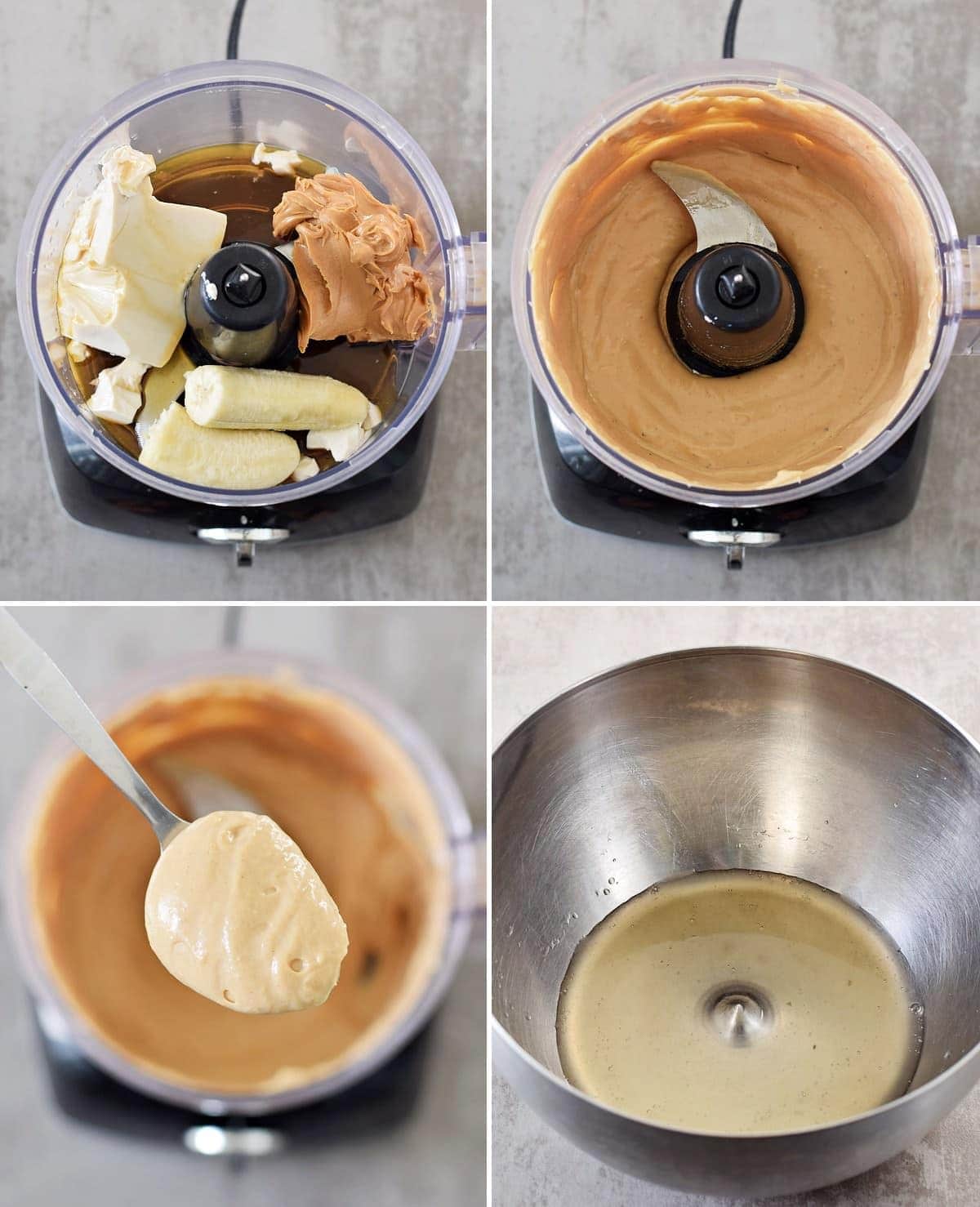 4 Schritt-Für-Schritt Bilder wie man vegane Erdnussmousse zubereitet