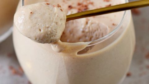 creamy vegan peanut butter mousse in a glass