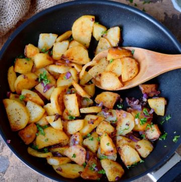 pan-roasted potatoes in a skillet