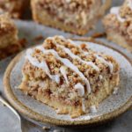 a piece of vegan coffee cake on a plate