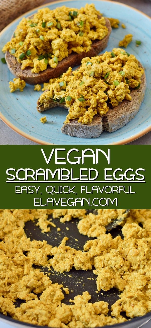 pinterest collage of vegan scrambled eggs