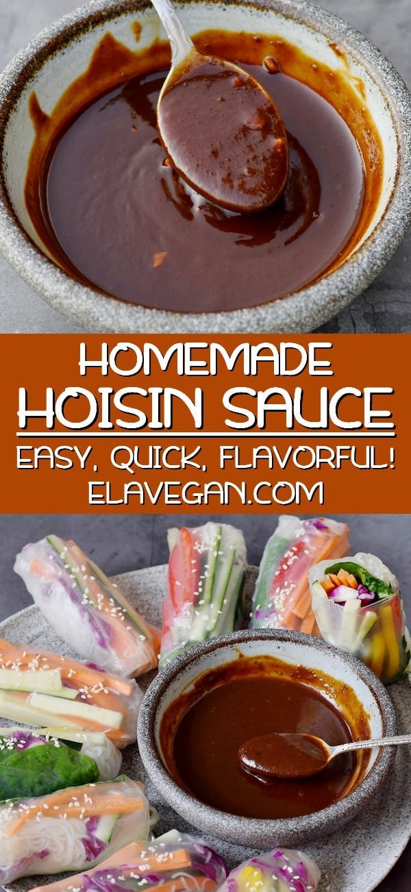 Pinterest collage of homemade hoisin sauce