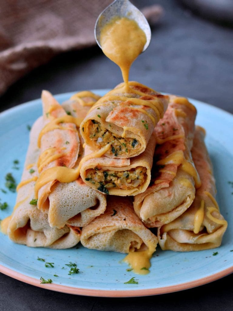 Savory Crepes With A Veggie Filling - Elavegan