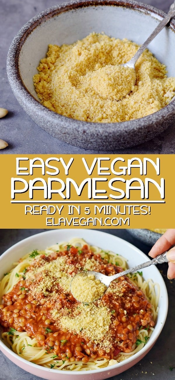 Pinterest collage Easy Vegan Parmesan Cheese