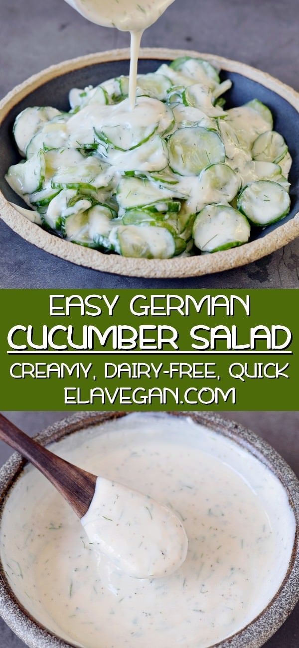 pinterest collage creamy German cucumber salad