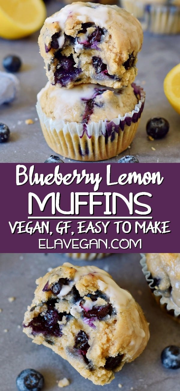 pinterest collage of blueberry lemon muffins vegan