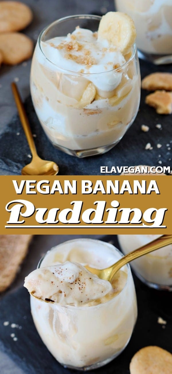 pinterest collage vegan banana pudding