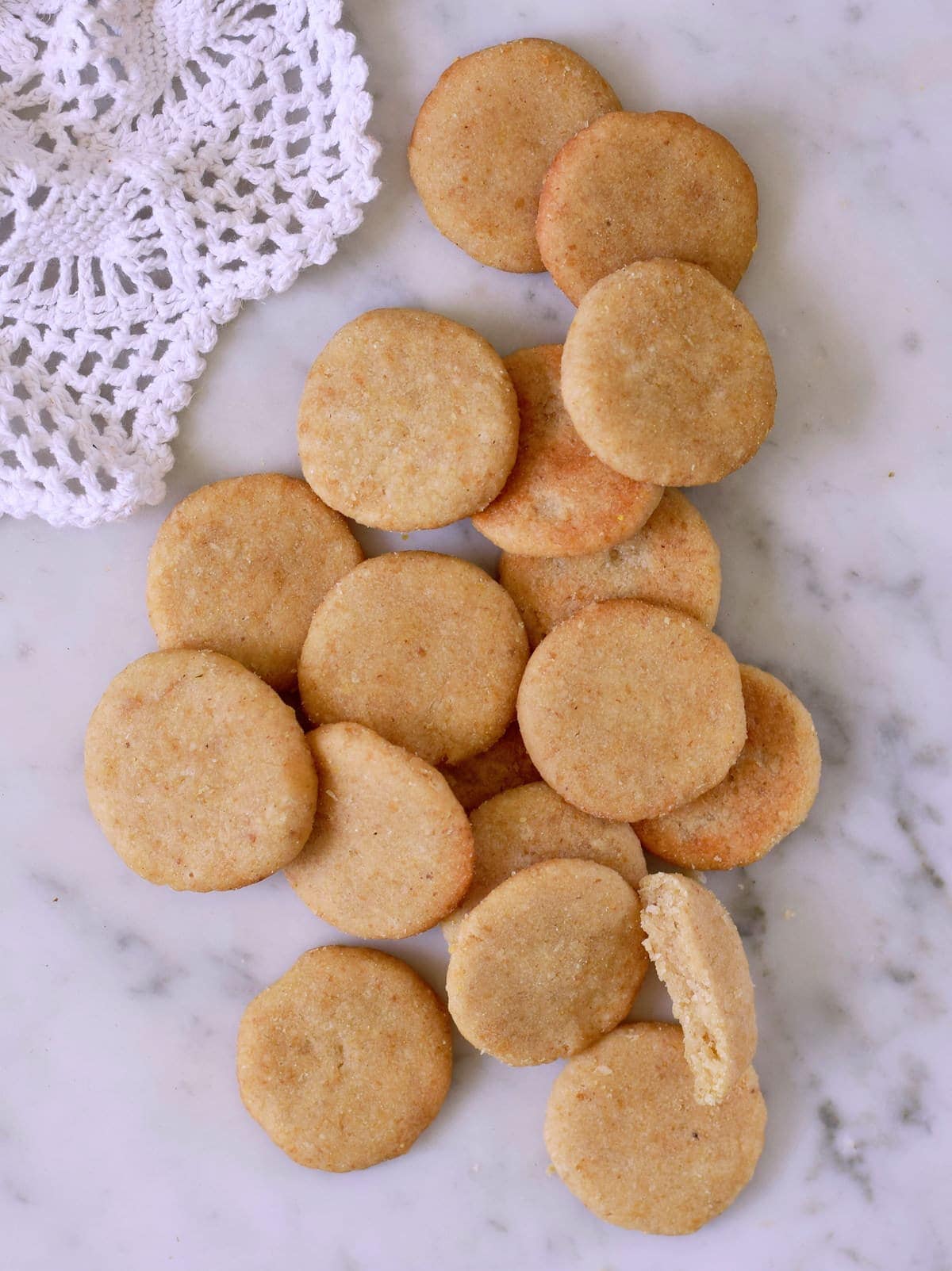 vanilla wafer cookies on white backdrop