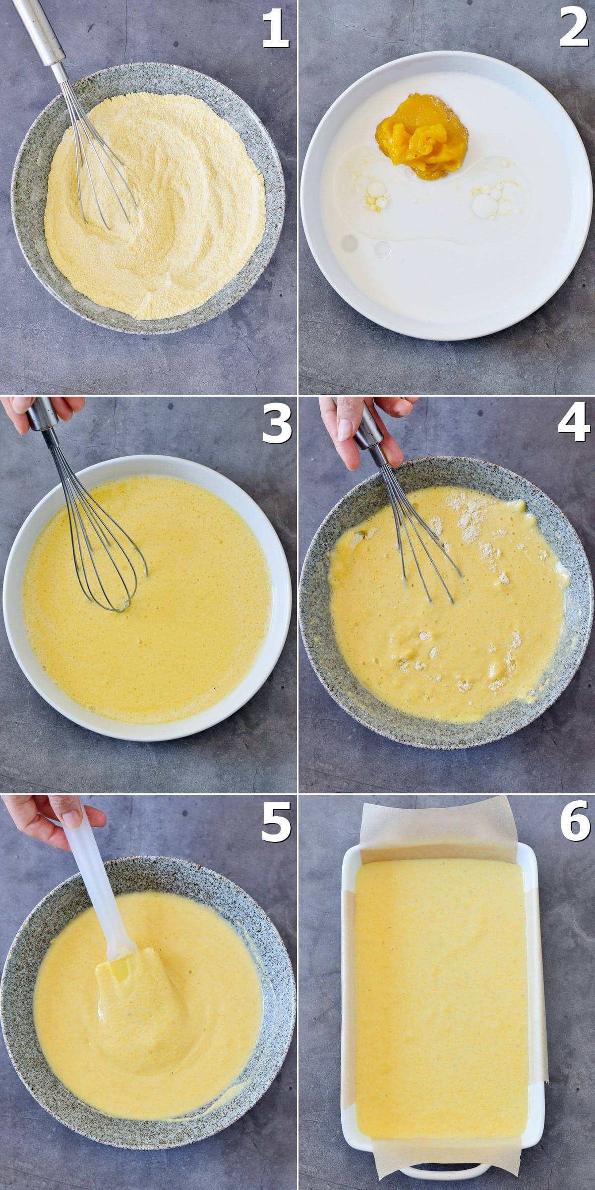 6 step-by-step photos how to make corn bread batter