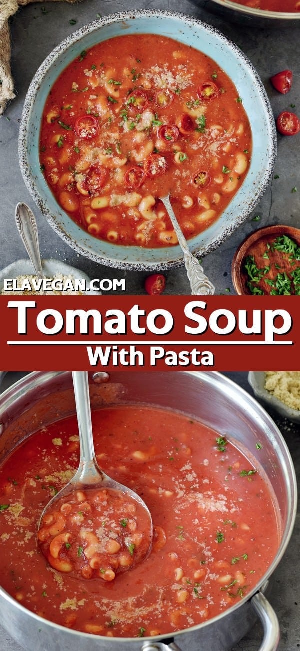 Easy Tomato Pasta Soup (Vegan Recipe)