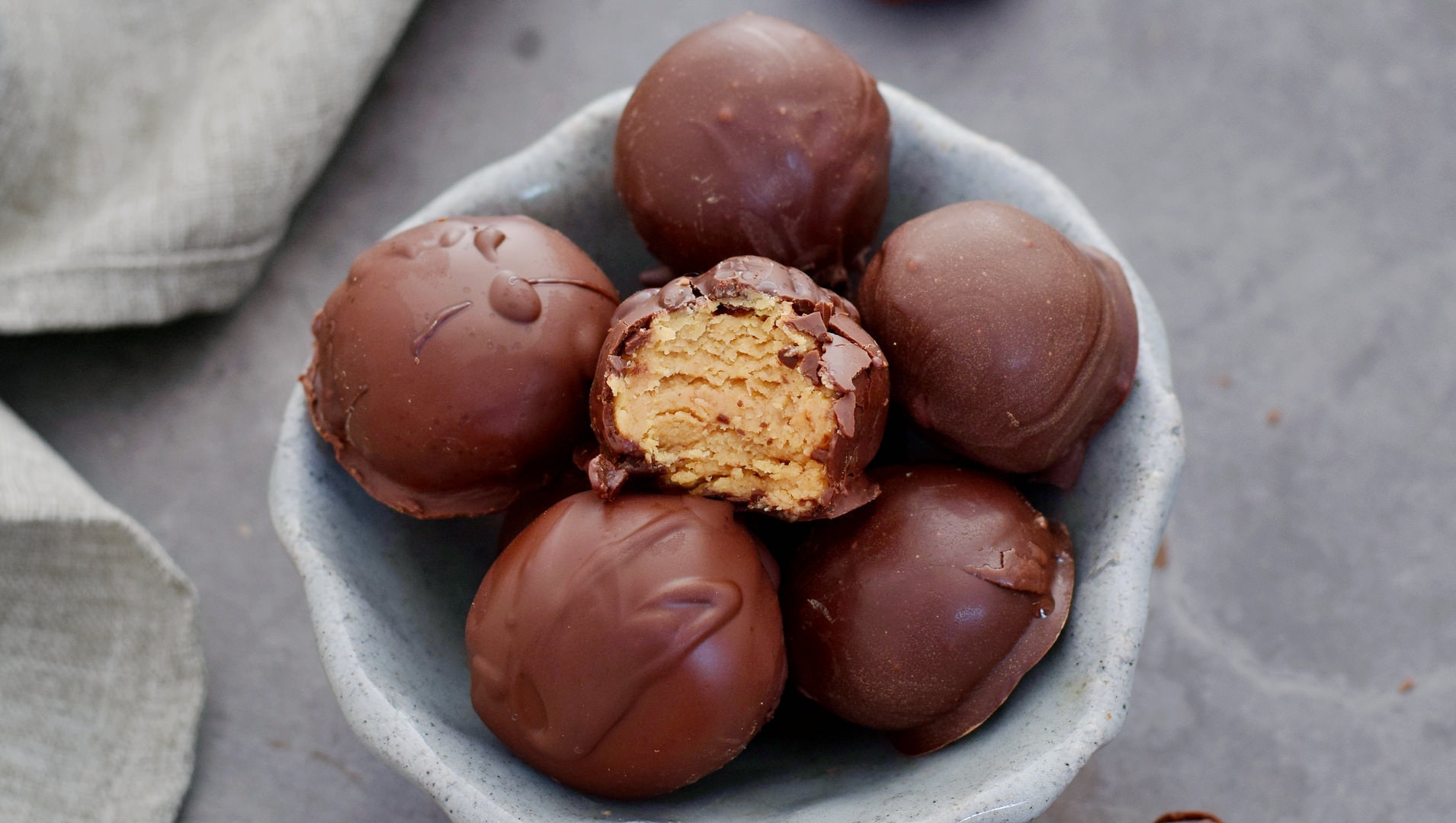 horizontal photo of peanut butter truffles