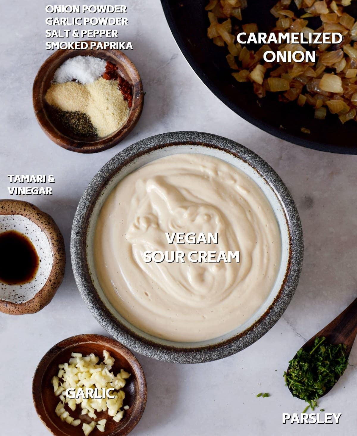 Ingredients for vegan French onion dip