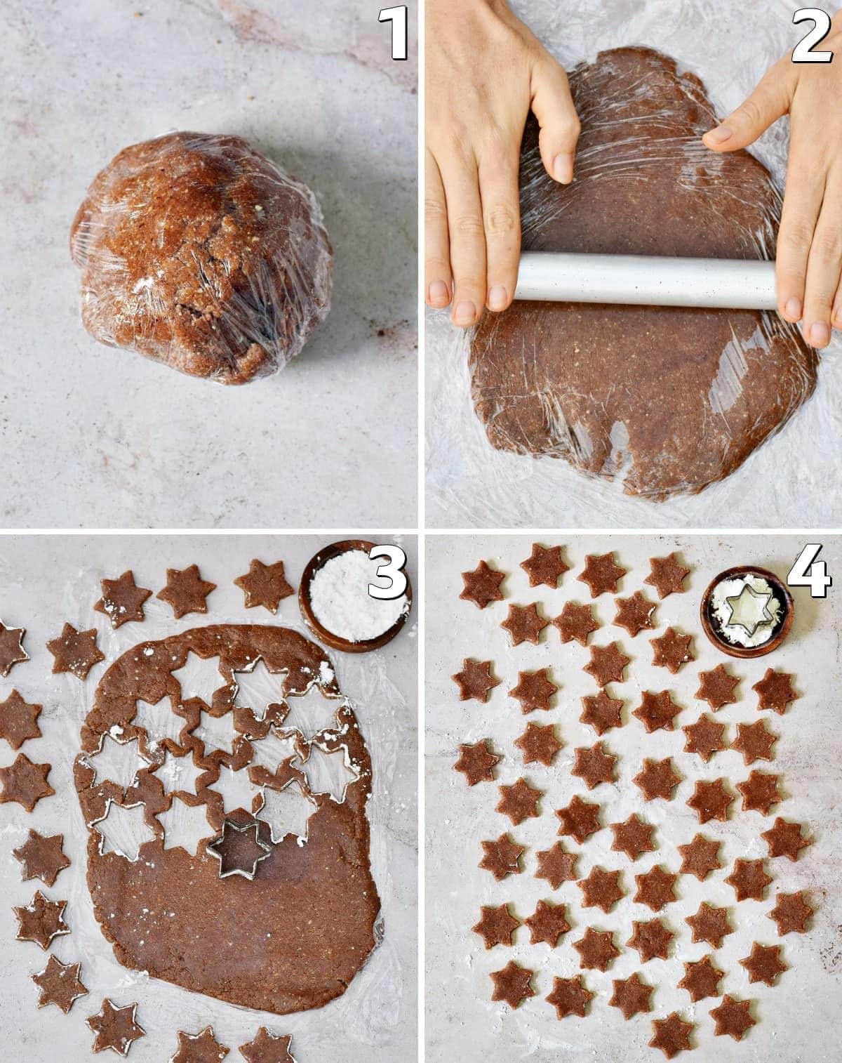 4 step-by-step photos how to make cinnamon star cookies
