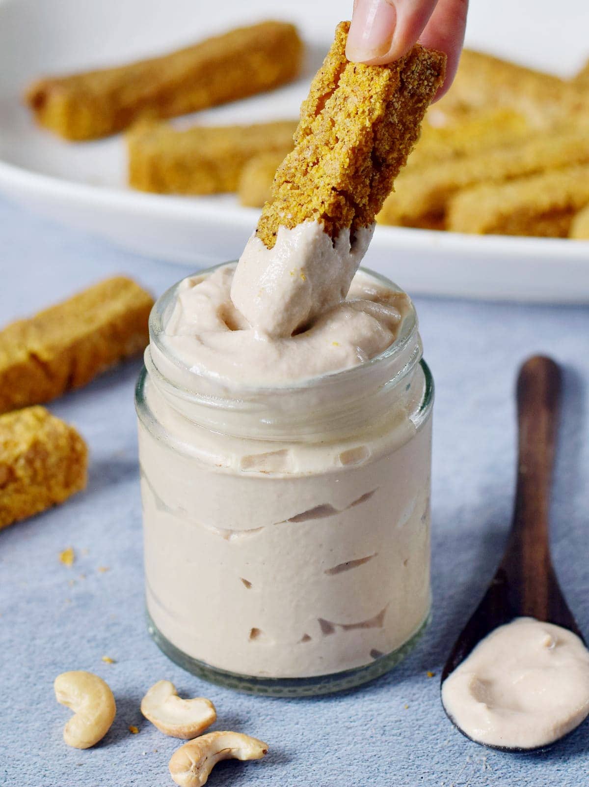 polenta fries dipped in mayonnaise substitute