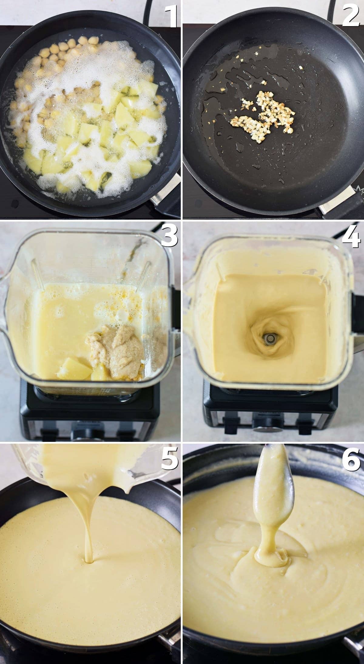 6 Schritt-Für-Schritt-Fotos von der Herstellung von Käsefondue