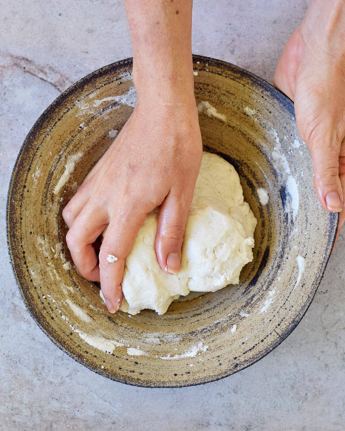 hand kneading GF dough