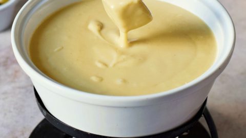 vegan cheese fondue with dippers