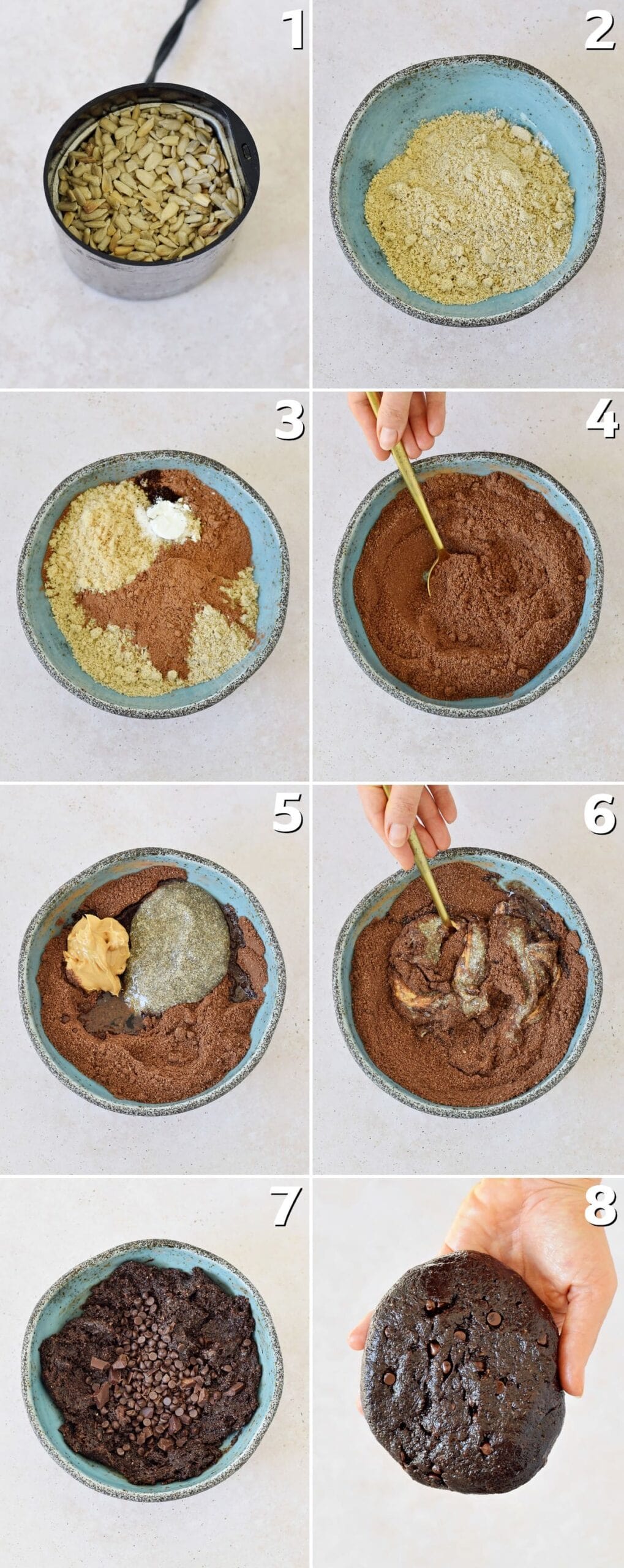 8 step-by-step photos how to make choccookie dough