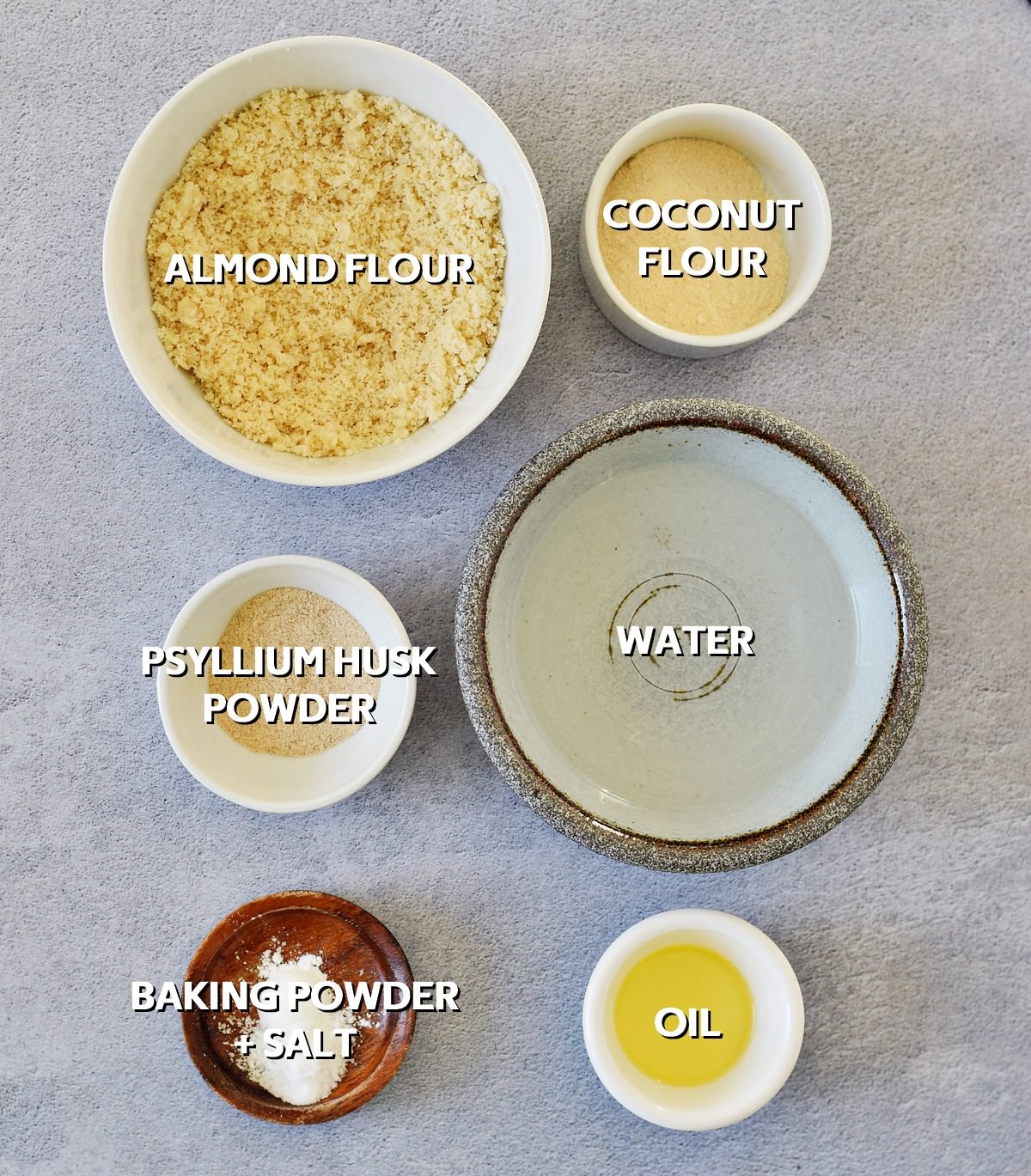 Ingredients for keti almond flour tortillas