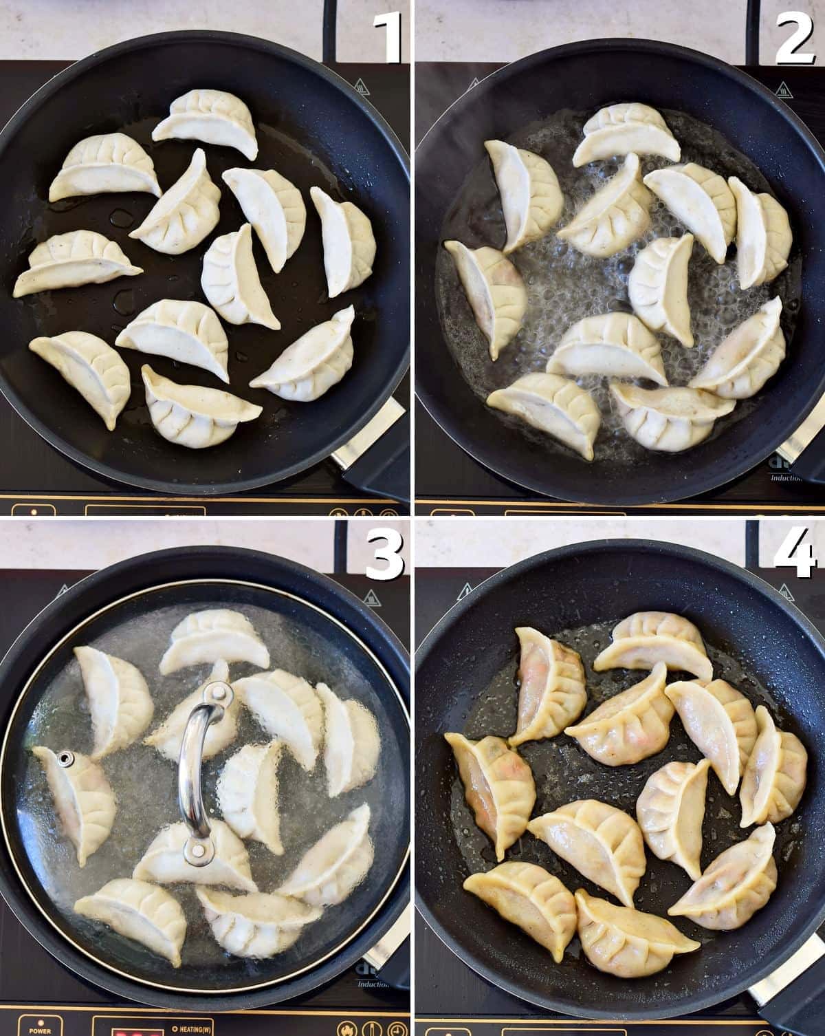 4 step-by-step photos how to steam dumplings