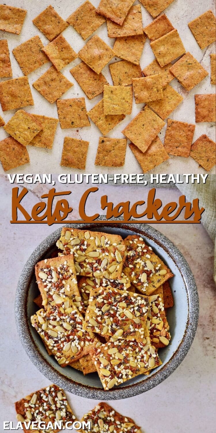 Collage vegan, gluten-free, healthy, keto crackers